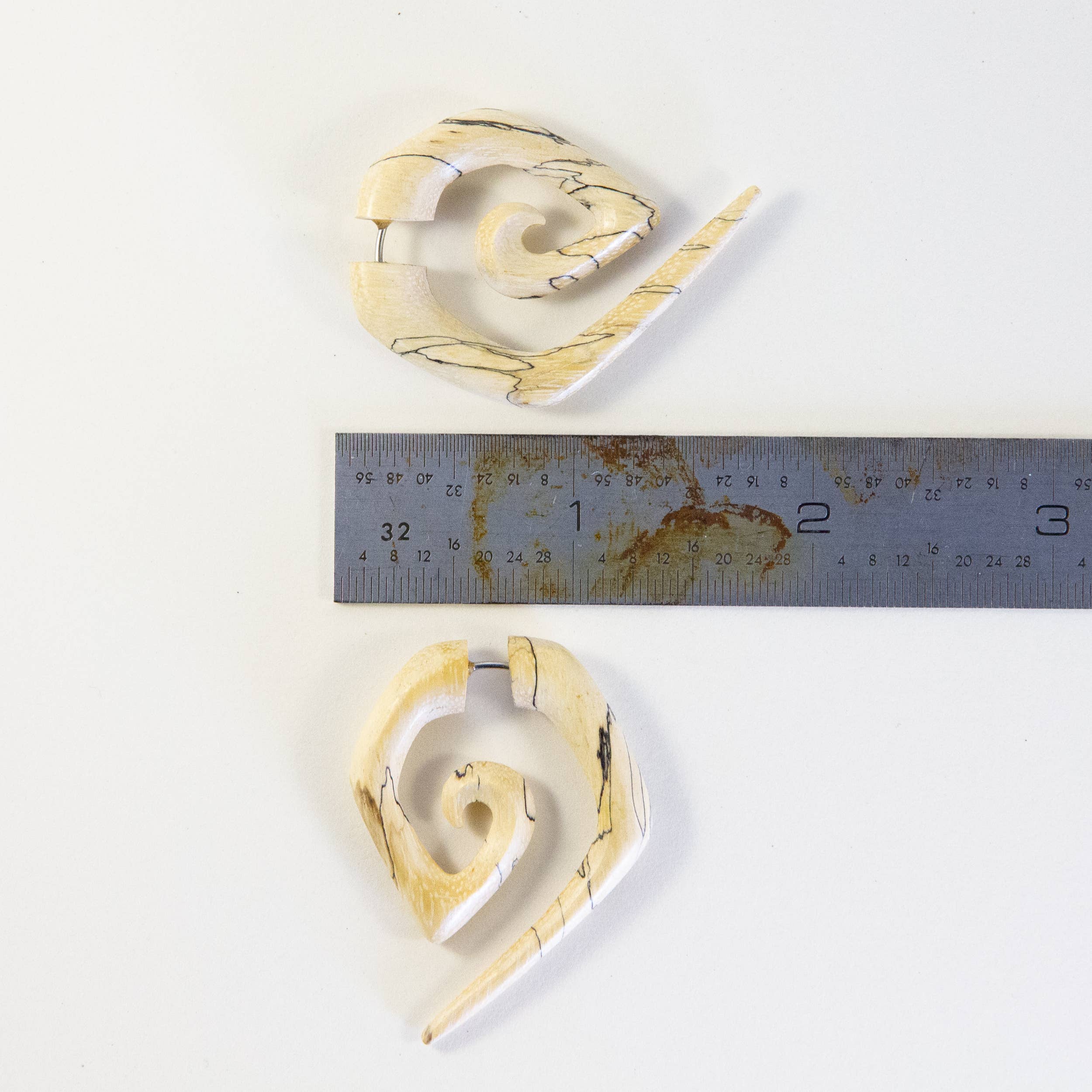 Ajmer by Jodi - Wholesale Cuff/Wrap Earrings - Geometric Swirl Faux Gauges - fake gauged, hand carved wood2