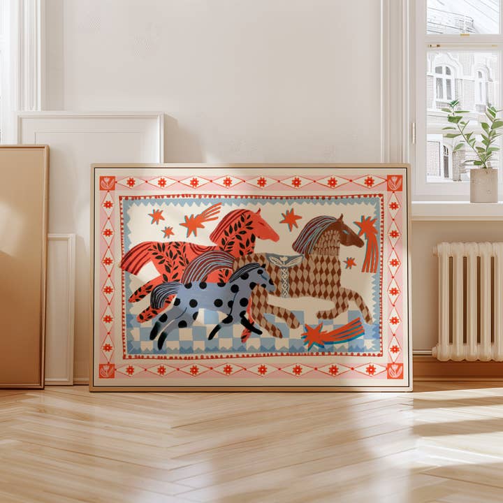 Carole Hillman - Wholesale Art Print - Pink Horse Running 4