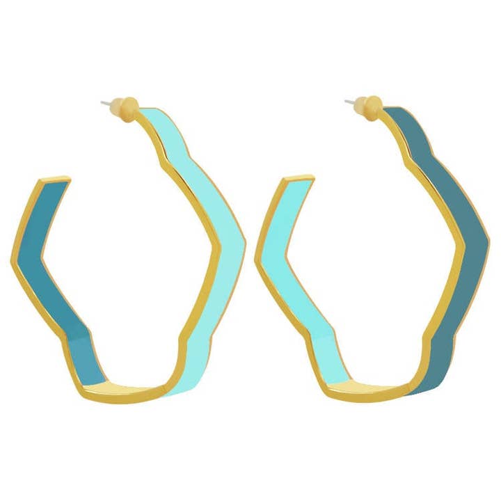 Boucles d'oreilles Zig Zag Bleu/Sarcelle pour la vente par QuayL Designs
