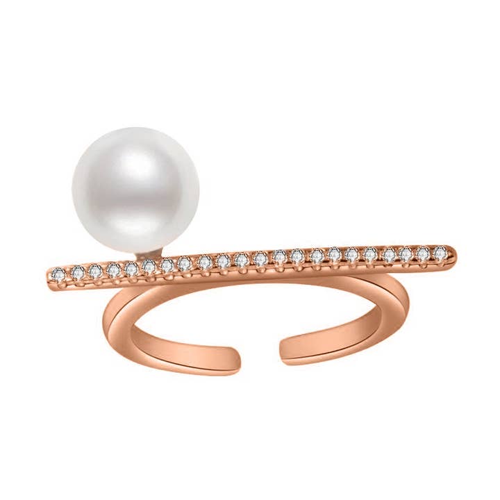 Anello con perla d'acqua dolce New Yorker WR00066 per la vendita all'ingrosso da parte di PEARLY LUSTRE