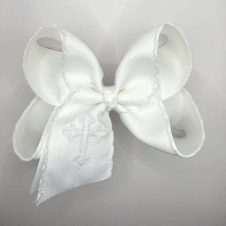 White Cross Moonstitch for wholesale by Luminous Sky Bowtique