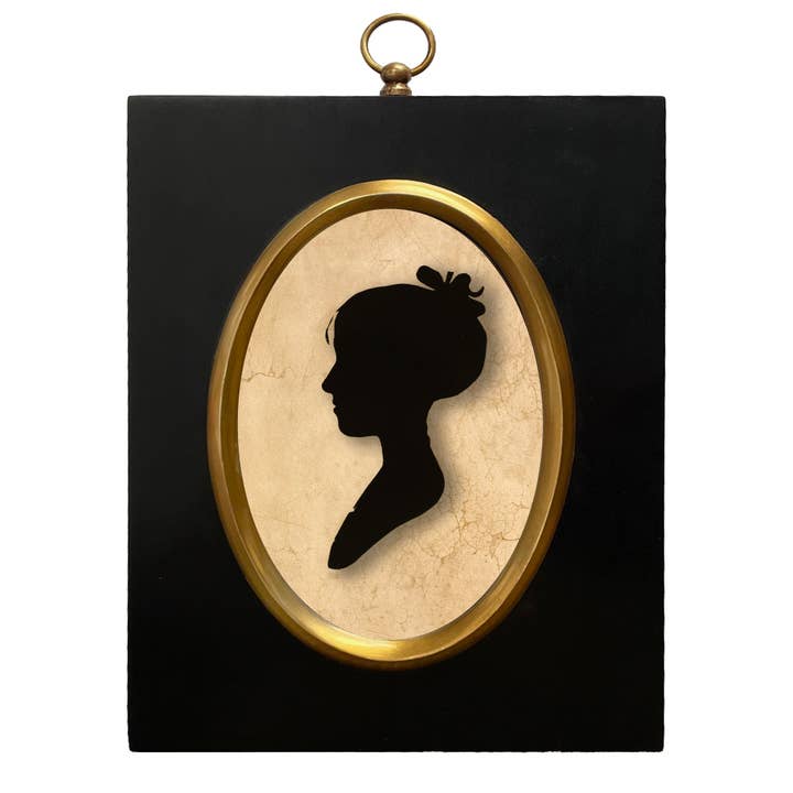 Young Girl by Charles Peale Reverse Printed Silhouette, 8-1/2” for wholesale by Madison Bay Co. - Historical Home Decor Reproductions