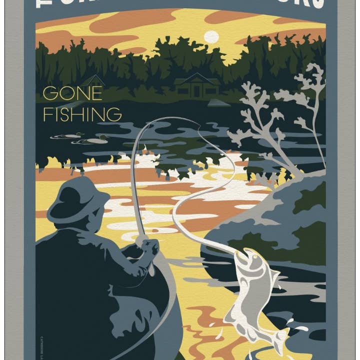 Gone Fishing Postcard | Great Outdoors Souvenir Gift for wholesale by Lionheart Graphics