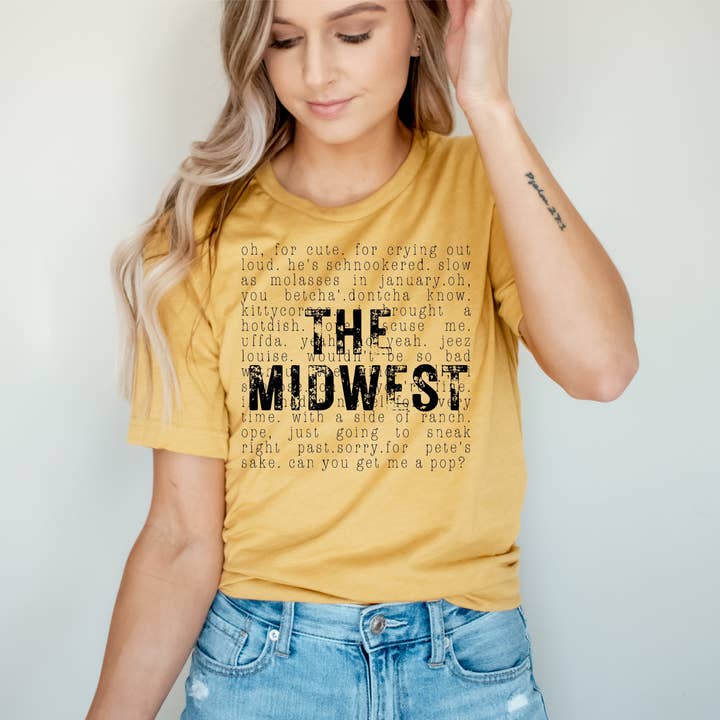 Southern Midwest Gold Bella Canvas Western Graphic Tee for wholesale by Fox and Owl Apparel