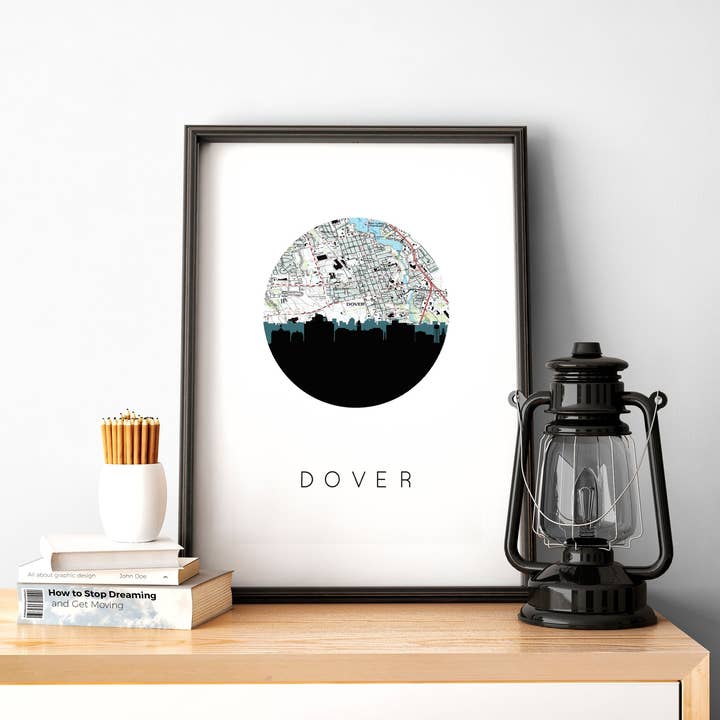Paperfinch Design - Wholesale Art Print - Dover Delaware skyline and map art print2