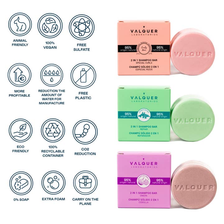 Valquer Laboratorios – wholesale Schampopuck/Schampo i fast form – Fast schampo 2-i-1 Lök - 70 g