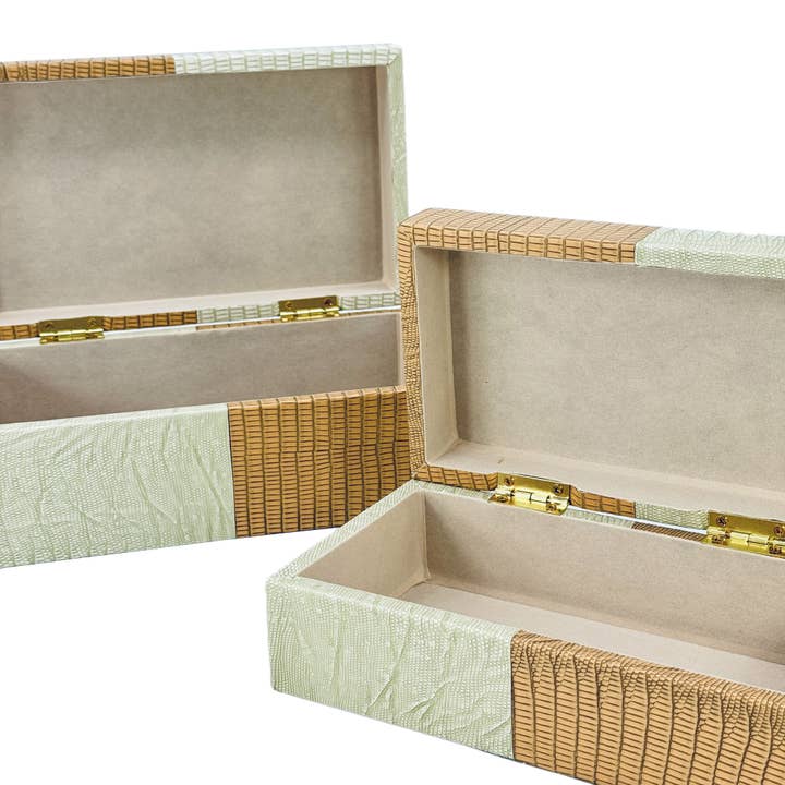 Galt International Company - Vente Boîtes décoratives - Coffret décoratif bicolore en cuir végétalien5