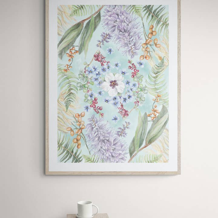 'In The Garden' Botanical Art Print for wholesale by E J Wood Watercolours