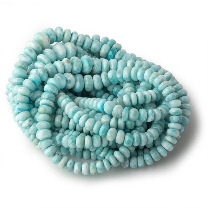 Beads of Cambay - Wholesale Beads - 6-11mm Larimar plain rondelle beads 18 inch 108 pieces
