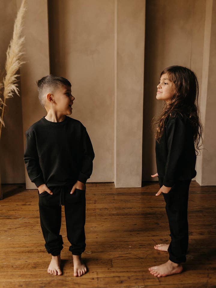 Black Lounge Sweat Set for wholesale on Faire3