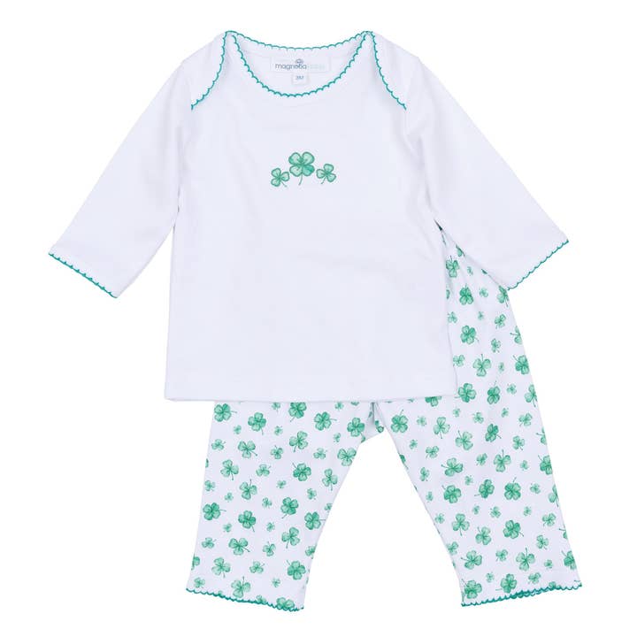 Conjunto de Pantalón Bordado de 2 Piezas para Pequeños Afortunados - Verde para venta al por mayor de Magnolia Baby