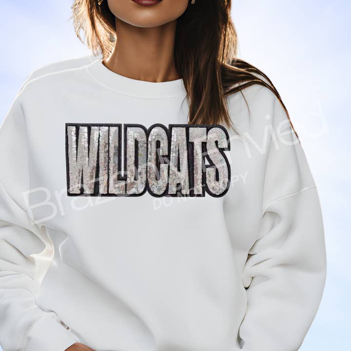 Brazenly Envied - Wholesale Patch - WILDCATS Patch| Iron On Patch |Sequins WILDCATs BLACK/SILVER0