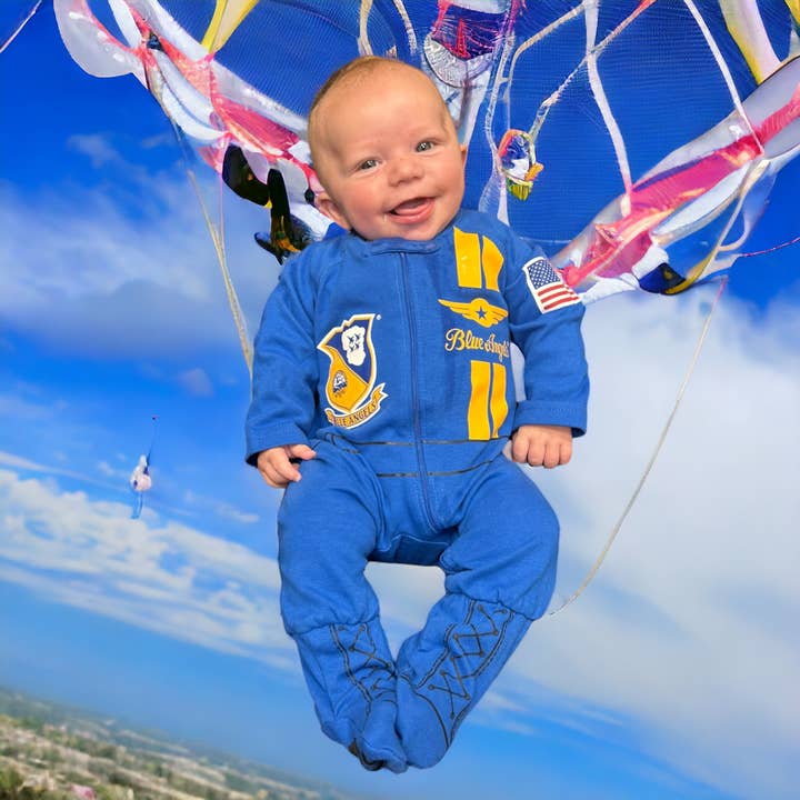 BLUE ANGELS FLIGHT SUIT BABY CRAWLER for wholesale by Trooper Clothing