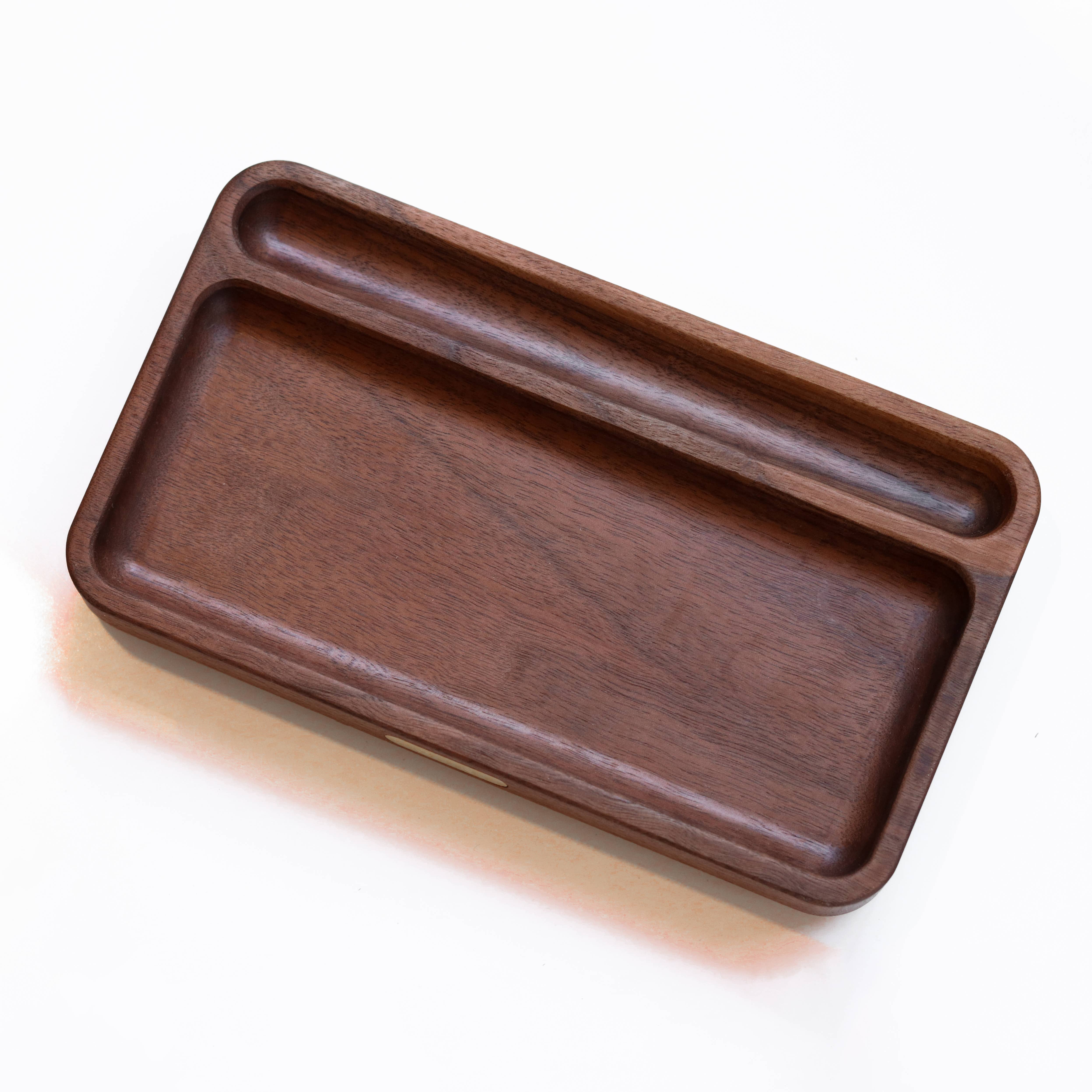 HighTree - Wholesale Decorative Tray - Solid Walnut Rolling Tray1