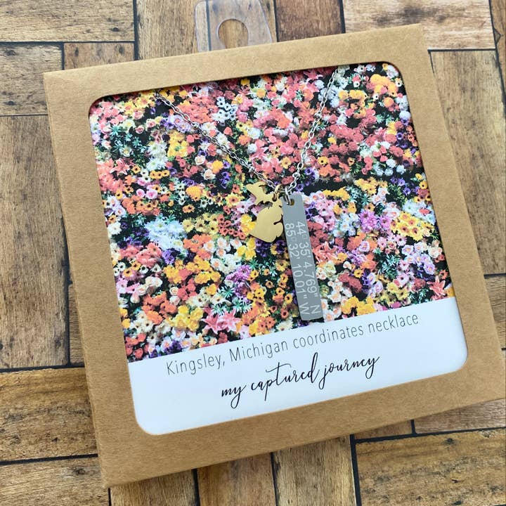 My Captured Journey - Wholesale Pendant/Charm Necklace - Custom Michigan Coordinates Vertical Bar Necklace - Name Drop3