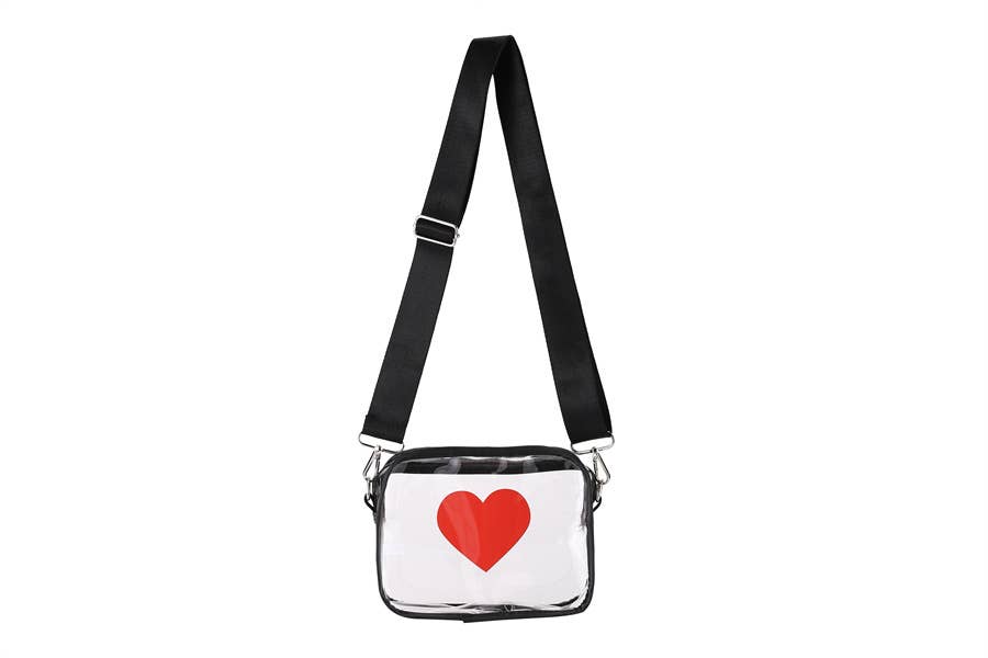 Nima Accessories Inc - Wholesale Crossbody Bag - Women's - Ladies Clear See Thru Heart Theme  Crossbody Handbag0