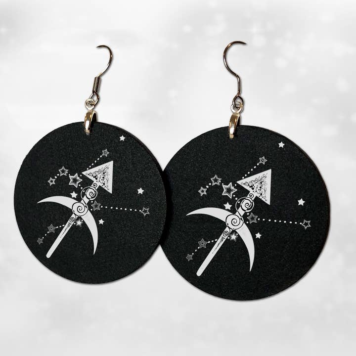 Sagittarius Symbol & Constellation, 2” Zodiac Earring for wholesale by Katekreates