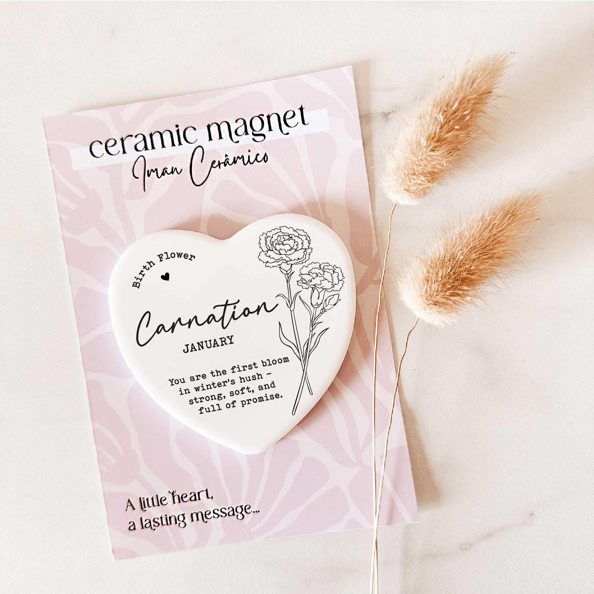 Tsuki Box - Wholesale Magnet - Íman de Flor de Nascimento – Cravo - Janeiro | Coração de Cerâmica3