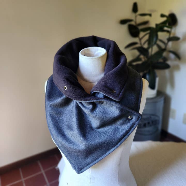 Grandma Skills - Wholesale Scarf - Women's - Snap Cowl-Charcoal Slim Fit1