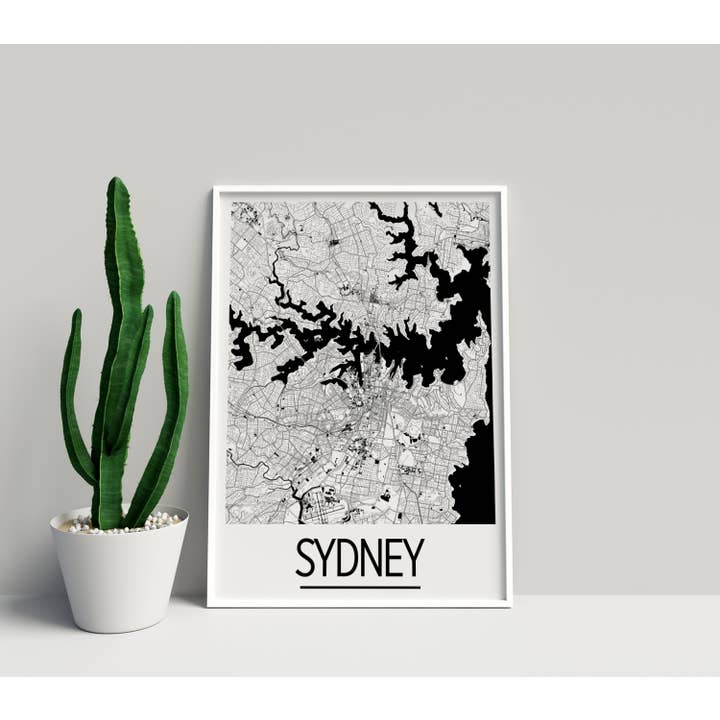 11 „x 14" Sydney Kort Print - Art Deco-stil for engroshandel hos ILIKEMAPS