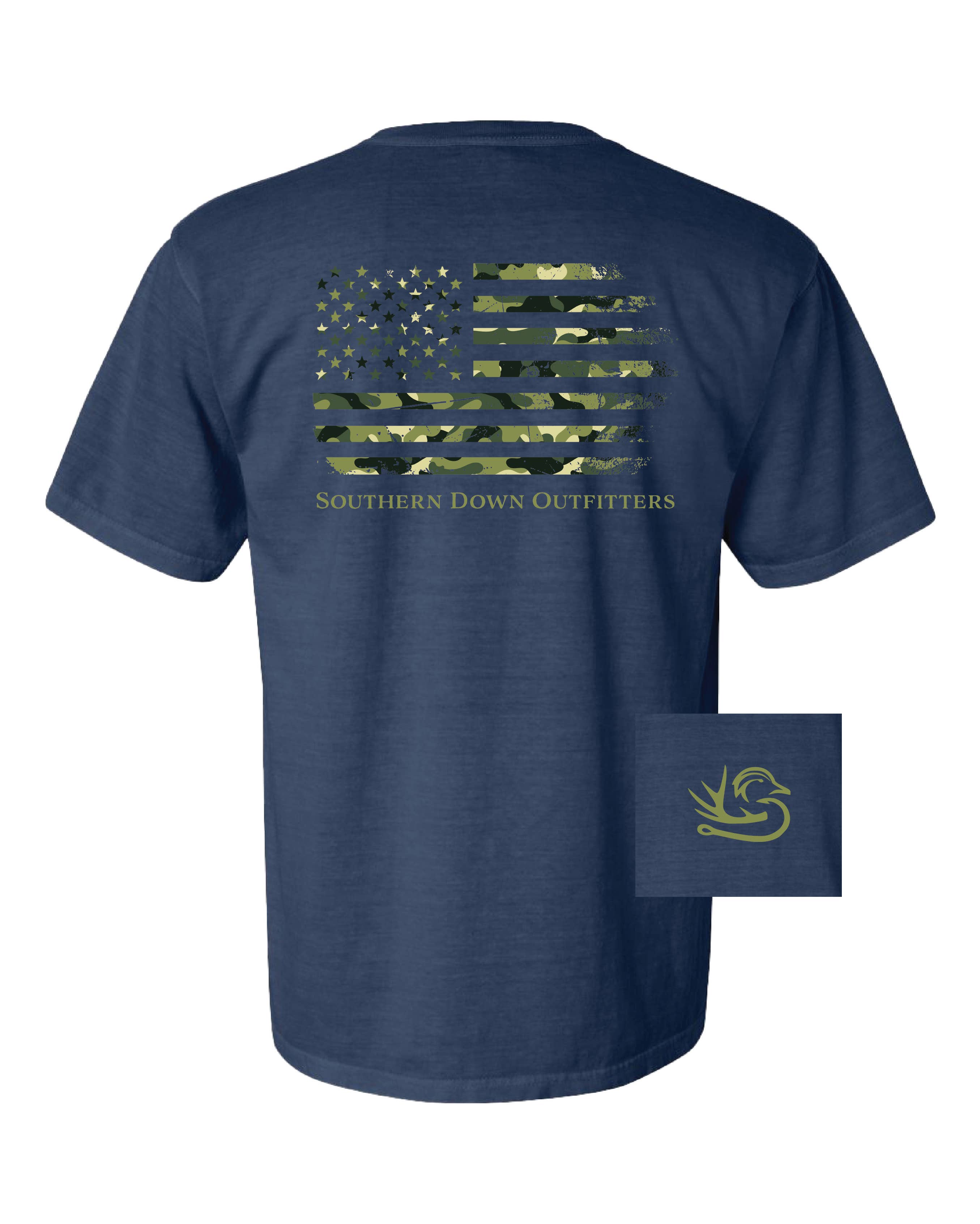 Southern Down Outfitters - Wholesale Screen Printed T-Shirt - Men's - Camo Flag Tee