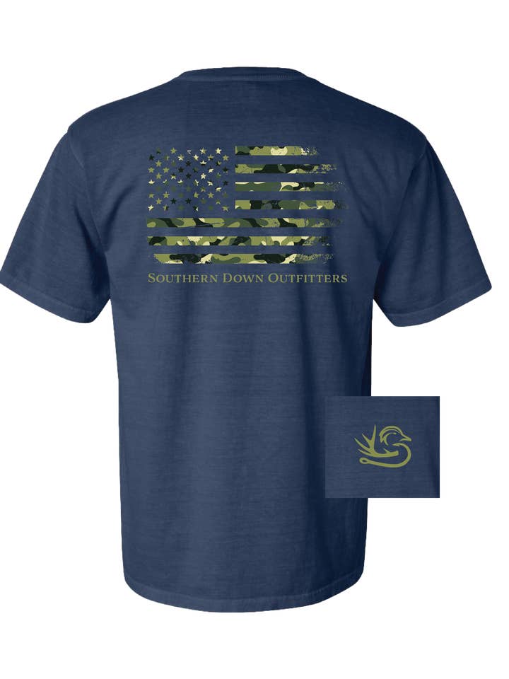 Southern Down Outfitters - Wholesale Screen Printed T-Shirt - Men's - Camo Flag Tee0