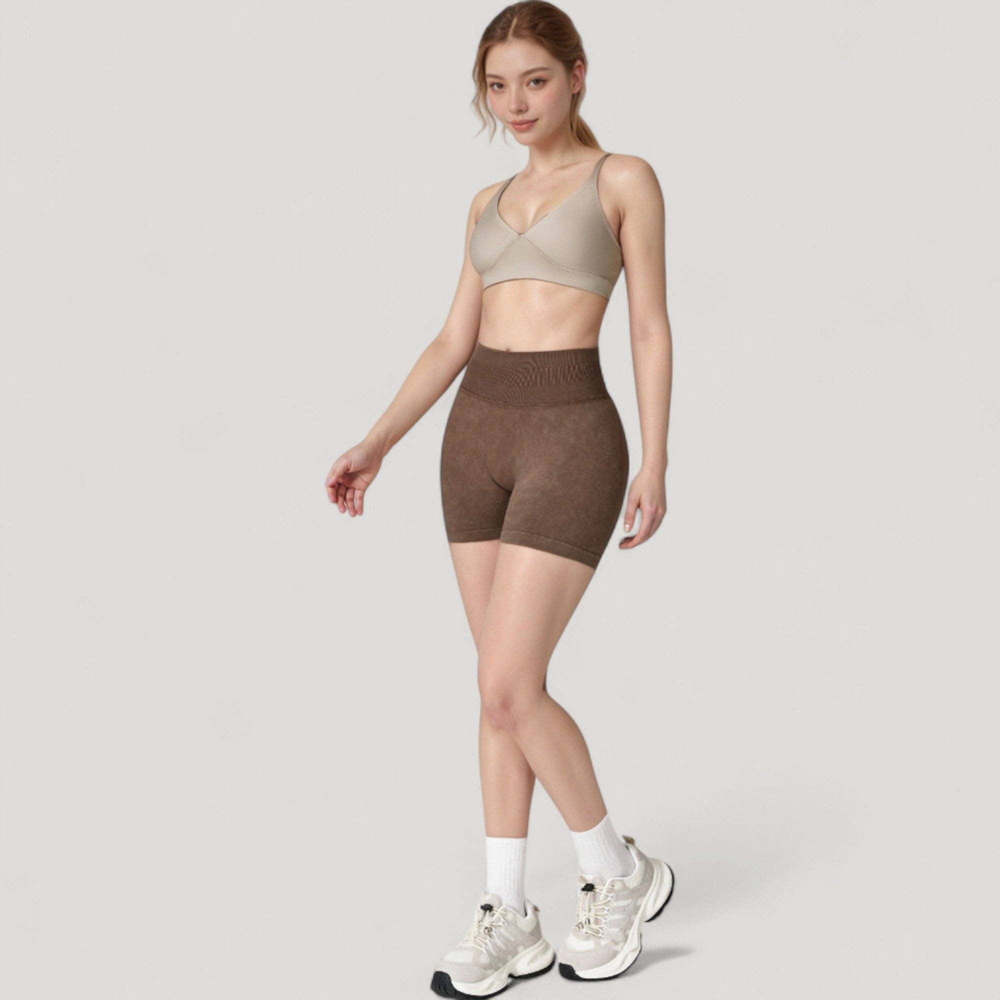 Active by Anna-Kaci - Vente Short de sport – femme - Shorts de cyclisme sans couture à taille haute côtelée pour femmes avec élasticité21