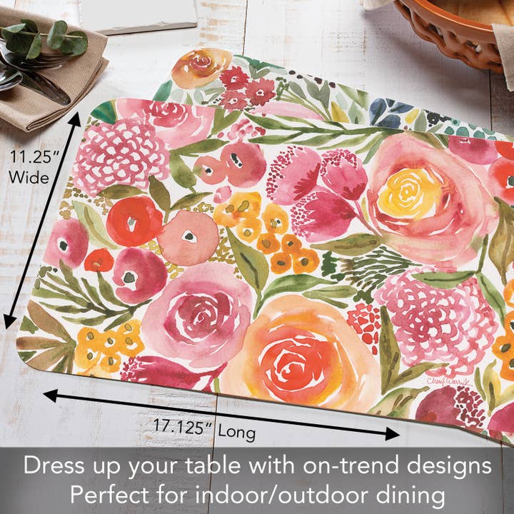 CounterArt/Highland Home/Thirstystone/CoasterStone - Wholesale Placemat - Full Bloom Reversible Easy Care Flexible Plastic Placemat