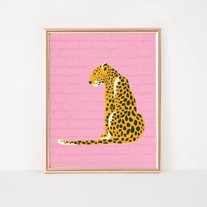 Leopard on Pink Brick Wall for wholesale by Woohoo! Stationery