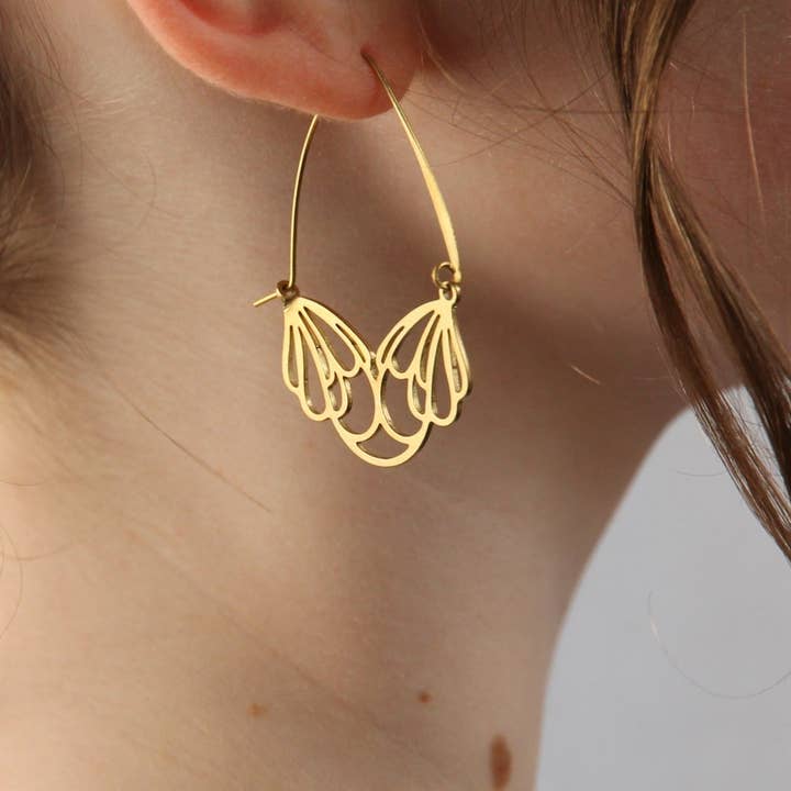 Art Nouveau Flower Hoop Earrings for wholesale by Silk Purse, Sow's Ear