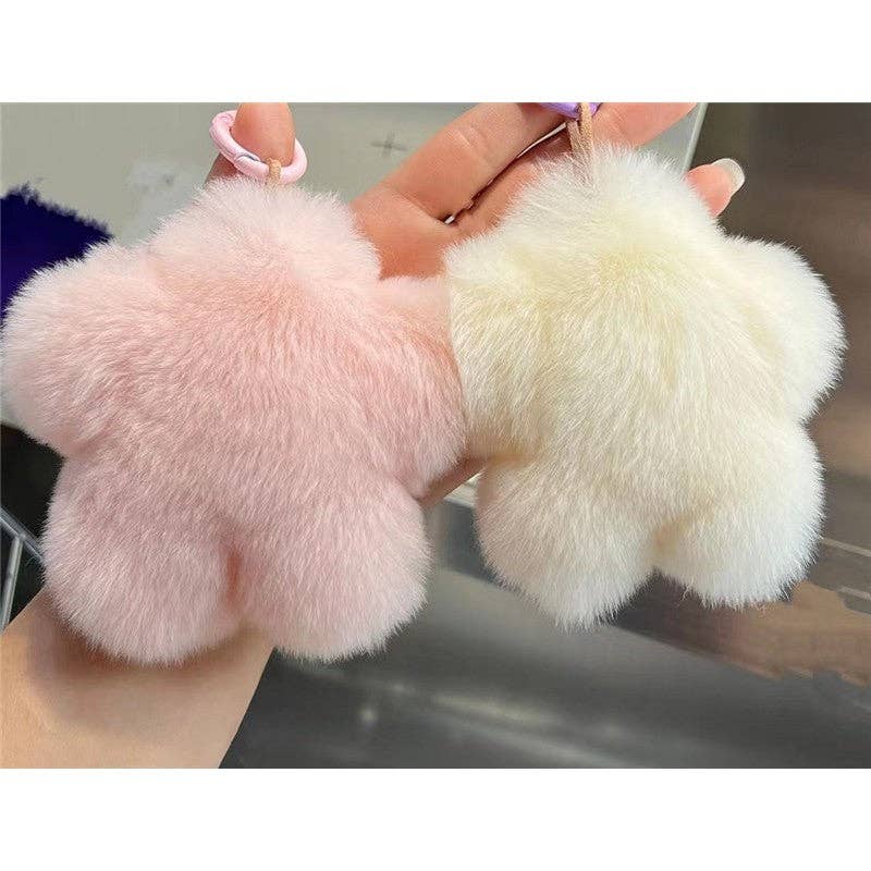 FurDecoration - Wholesale Keychain - Women's - Fluffy Rex Rabbit Fur Star-Shaped Car Key Bag Pendant Keychain3