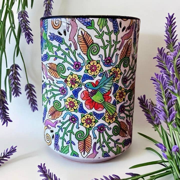 Lavender Hummingbird mandala 15 oz Mug for wholesale by EarthArt International