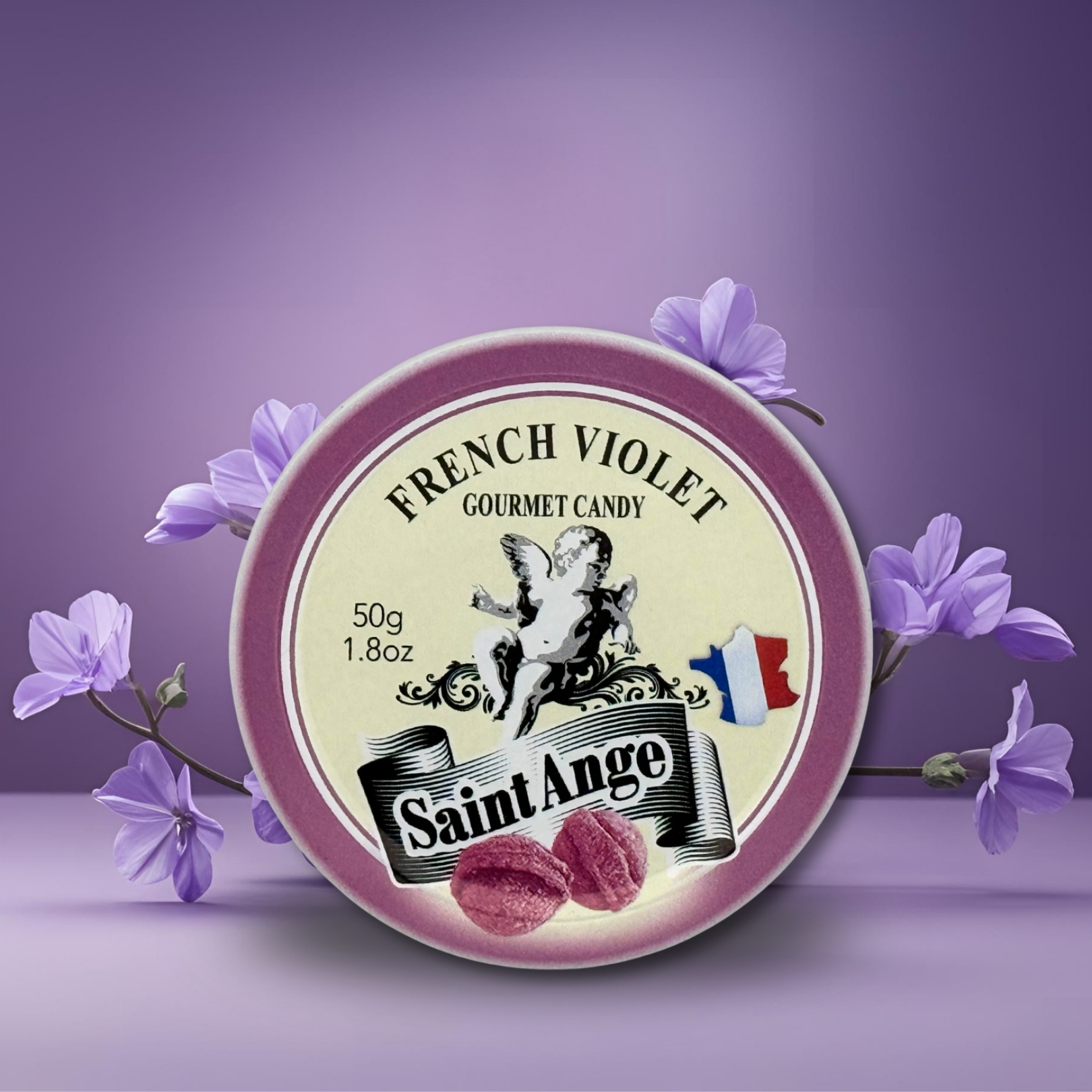 Bonbon USA France - Vente Bonbons durs - Saint Ange Violet - Bonbons Gourmets Naturels Français en Boîte5