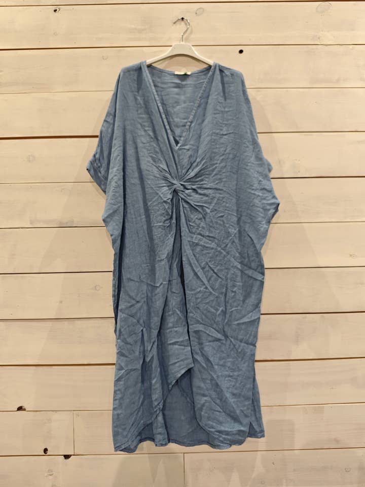 REF 71855 VESTIDO NUDO CENTRO LINO 100% para venta al por mayor de Linos y Textiles