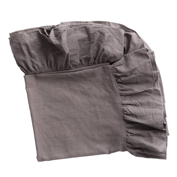 Quickway Imports - Wholesale Tablecloth - Deerlux 100% Pure Linen Washable Tablecloth with Ruffle Trim
