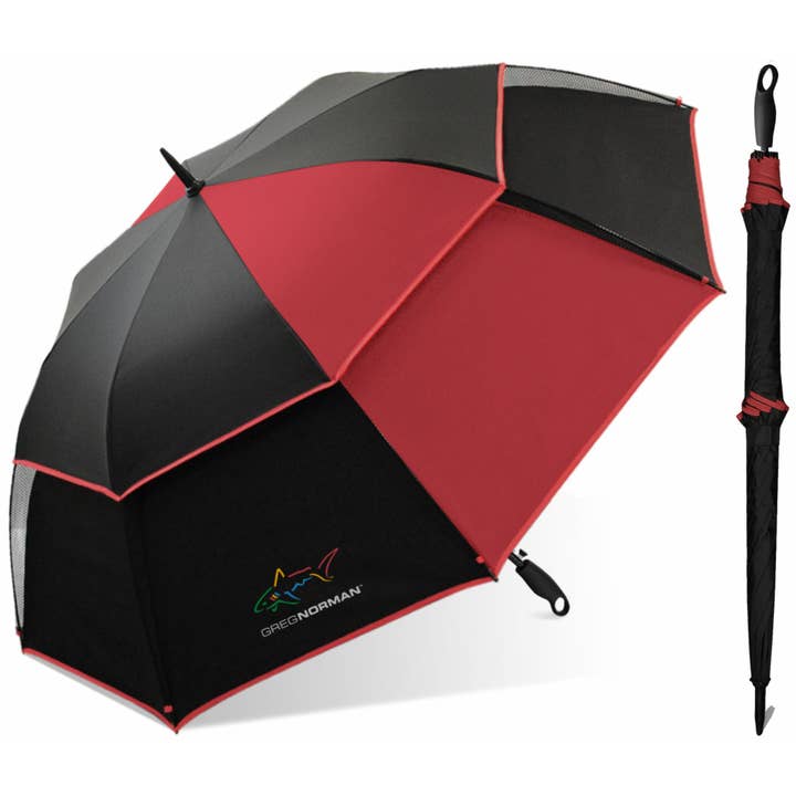Chaby International - Wholesale Umbrella - Unisex - Greg Norman 62" Auto Vented Fiberglass Golf Umbrella-Asst'd