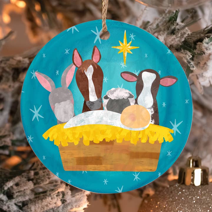 Manger Scene Christmas Ornament for wholesale by Painted Skies