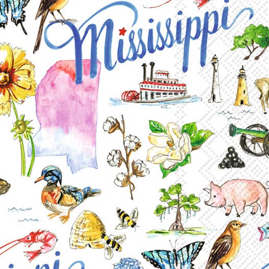 Boston International - Wholesale Disposable Napkin - Paper Guest Towels 16 count Mississippi MS State Collection