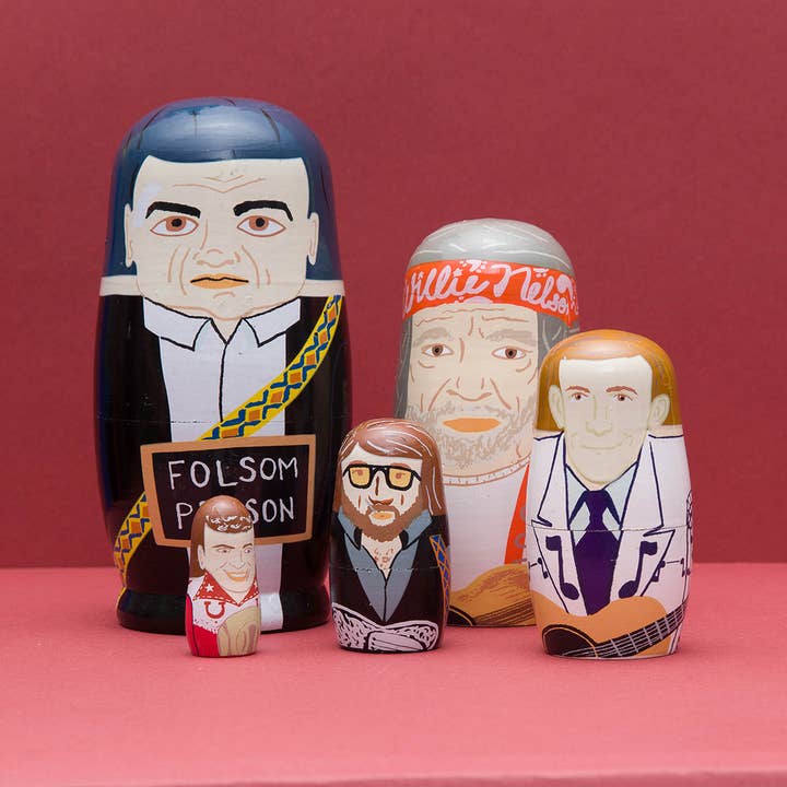Larney + Babs - Wholesale Decorative Tabletop Object - Men of Country Wooden Nesting Doll Set