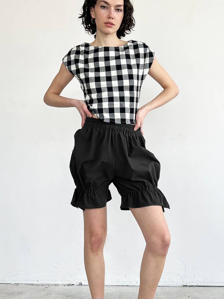 Paige Blouse in Black Gingham for wholesale by Rightful Owner