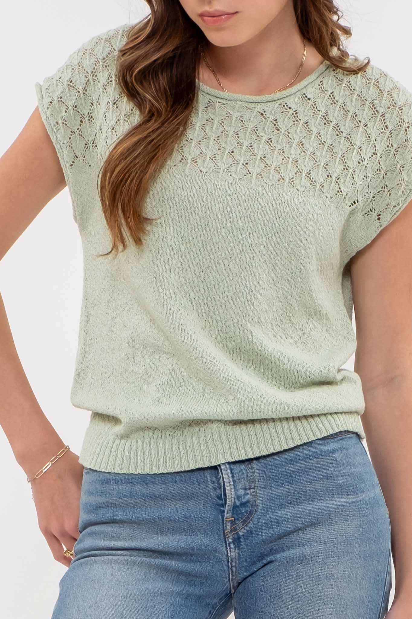 Blu Pepper - Wholesale Gebreide top - Dames - TRUI MET JUKSLUITING, GEBREIDE TOP MET OOGJES27