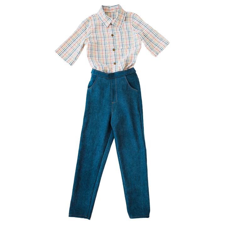 Easter Set – Plaid Bodysuit & Blue Denim Jeans for wholesale by The Charlotte Letter