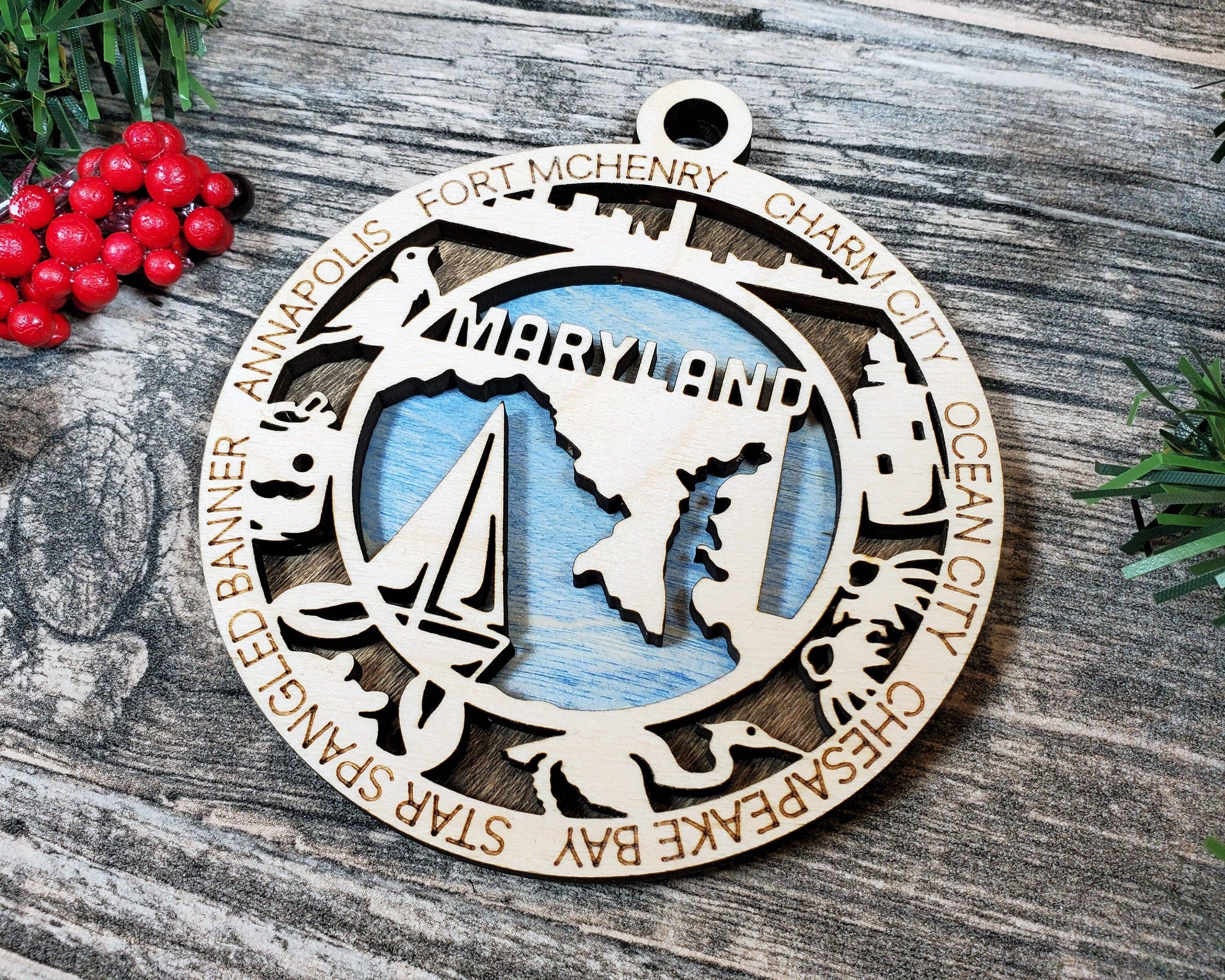 Creekside Cottage Designs - Wholesale Ornament - State Ornament - Wood USA Ornament - Christmas Ornament - Maryland Ornament2