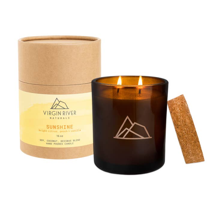 Vela en tarro de vidrio SUNSHINE de 16 oz para venta al por mayor de Virgin River Naturals