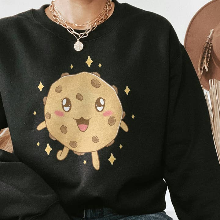 Kawaii Chocolate Chip Cookie Sweatshirt & Crewneck for wholesale by PositiveParty