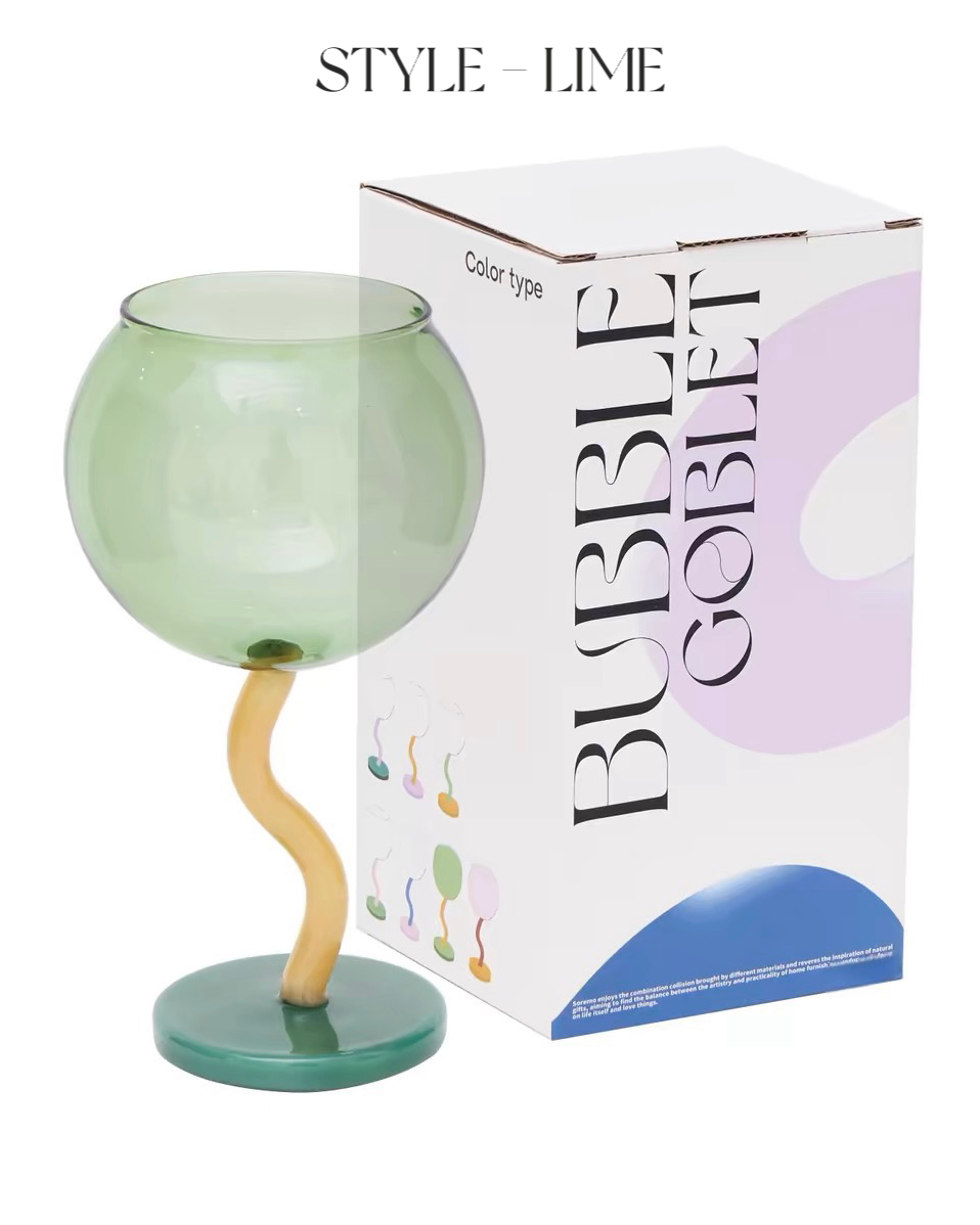 INSPECIAL HOME - Wholesale Wine Glass - Case of 40 Bubble Goblet, Retro Coloured Wine Cocktail Glass17