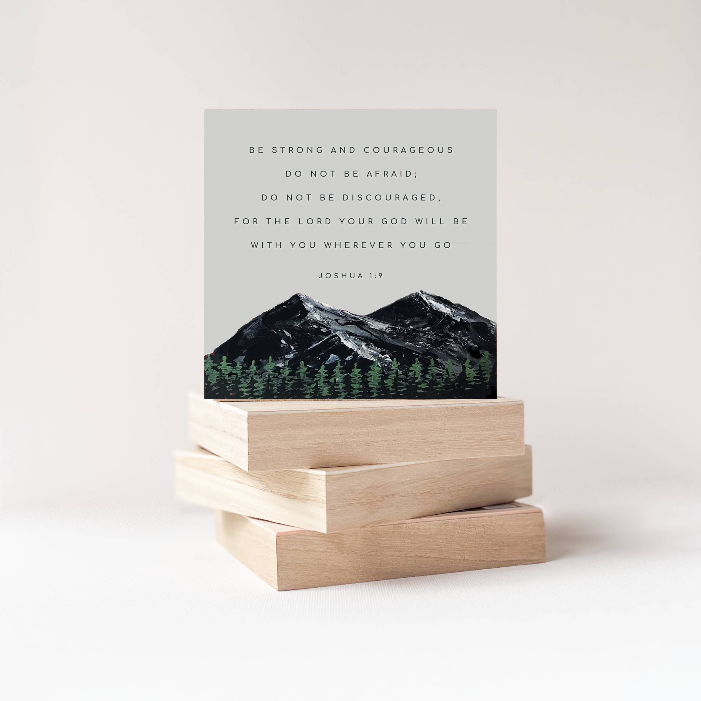 Rebekah Harrison Fine Art - Wholesale Sign - 5X5 Truth Block - "Be Strong and Courageous"