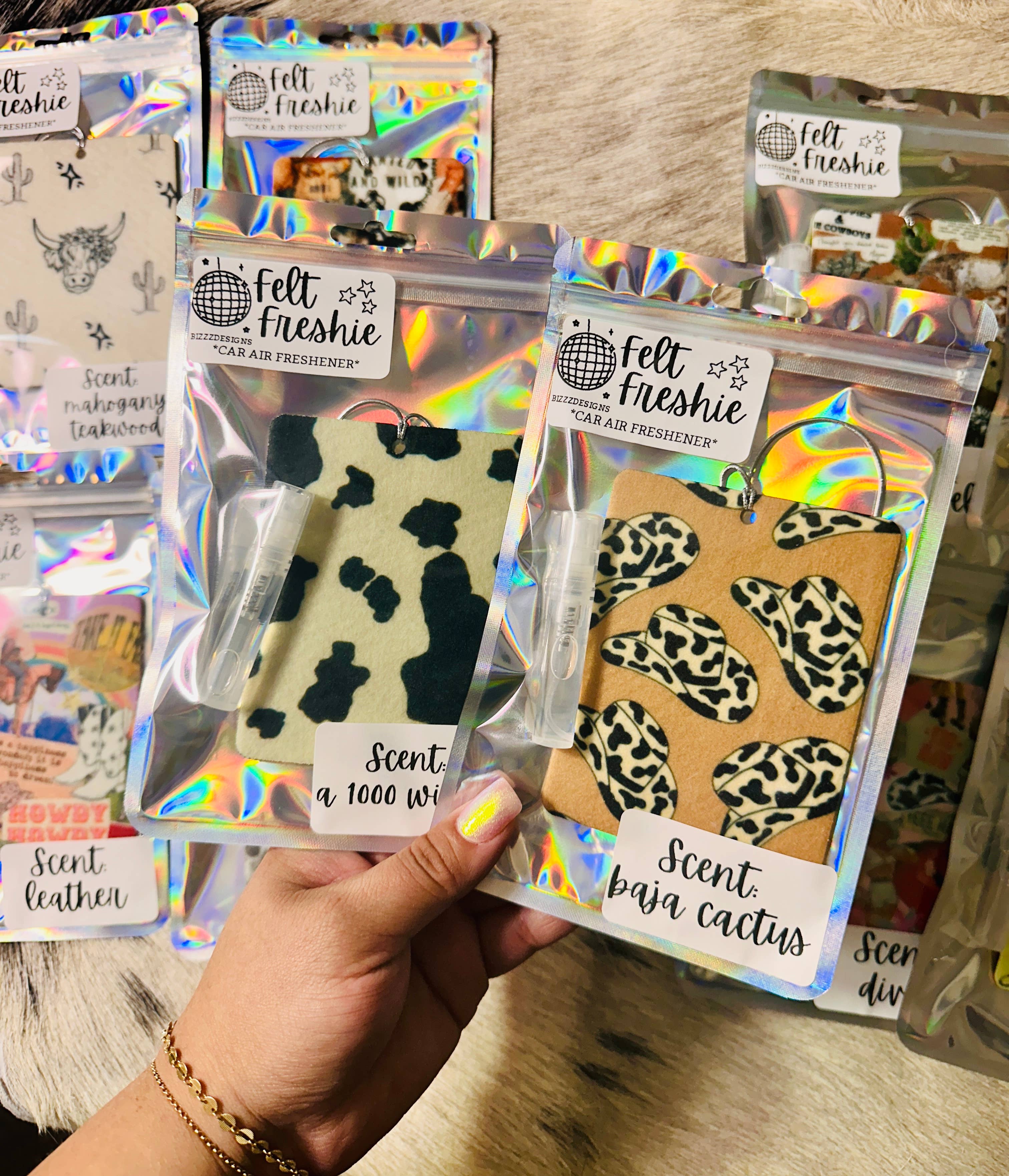 Bizzz Designs - Wholesale Car Freshener - Women's - Western Punchy Felt Freshie Bundle of 10 | Air Freshener2