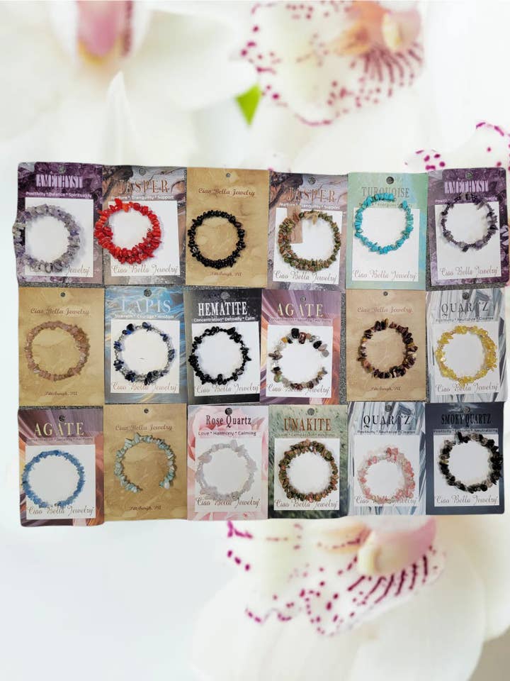 Braccialetti Unisex Colorati Regolabili con Pietre Preziose Taglia Unica per la vendita all'ingrosso da parte di Ciao Bella Jewelry Inc