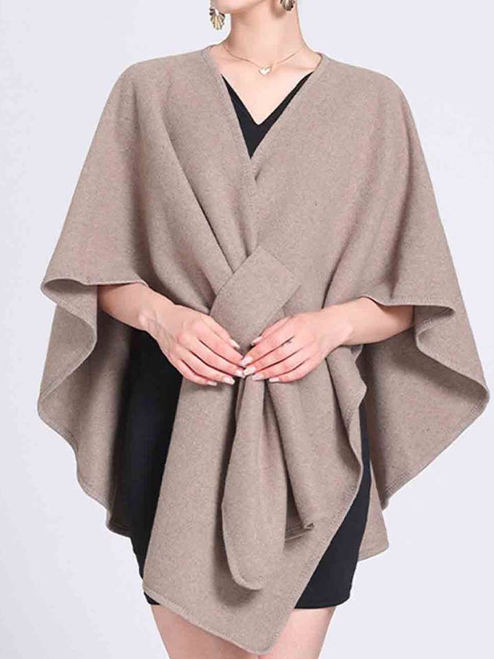 Sweetkama - Wholesale Cape – Women's - Ladies Solid Color Short Sleeves Knit Shawl Cape0